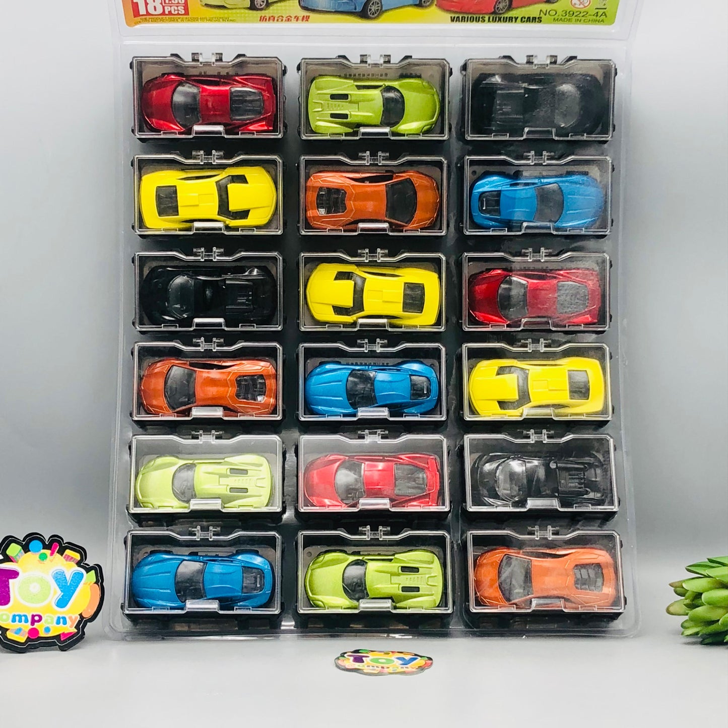 18Pcs Mini Diecast Pullback Cars With Display Box